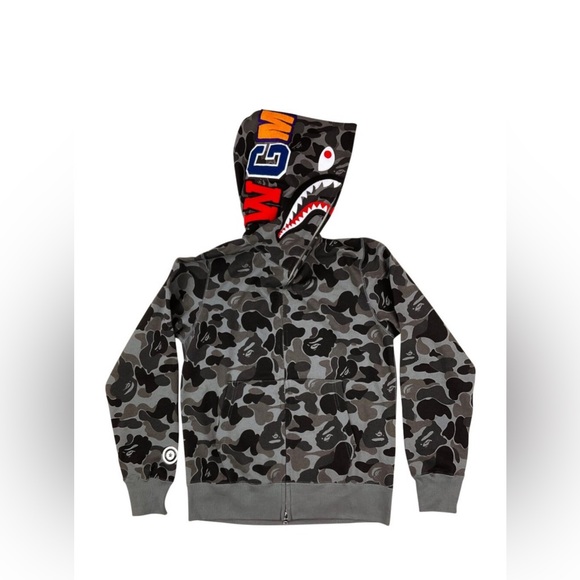 BAPE ABC Camo Shark WGM Hoodie Sweatshirt Black | A Bathing Ape - Picture 1 of 14